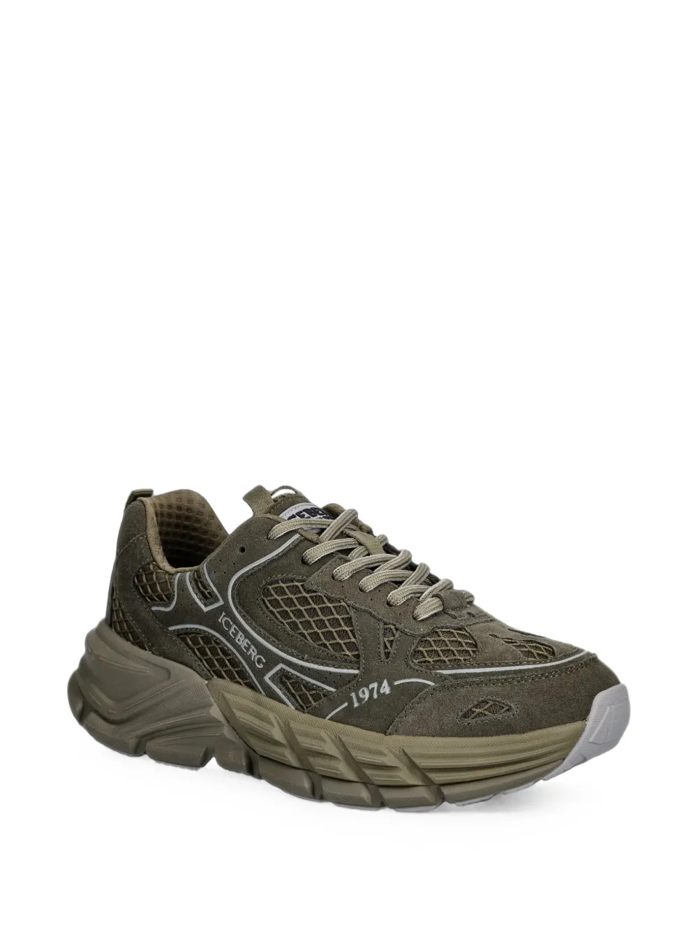 Iceberg ICB-One mesh-panelled logo-print sneakers Groen