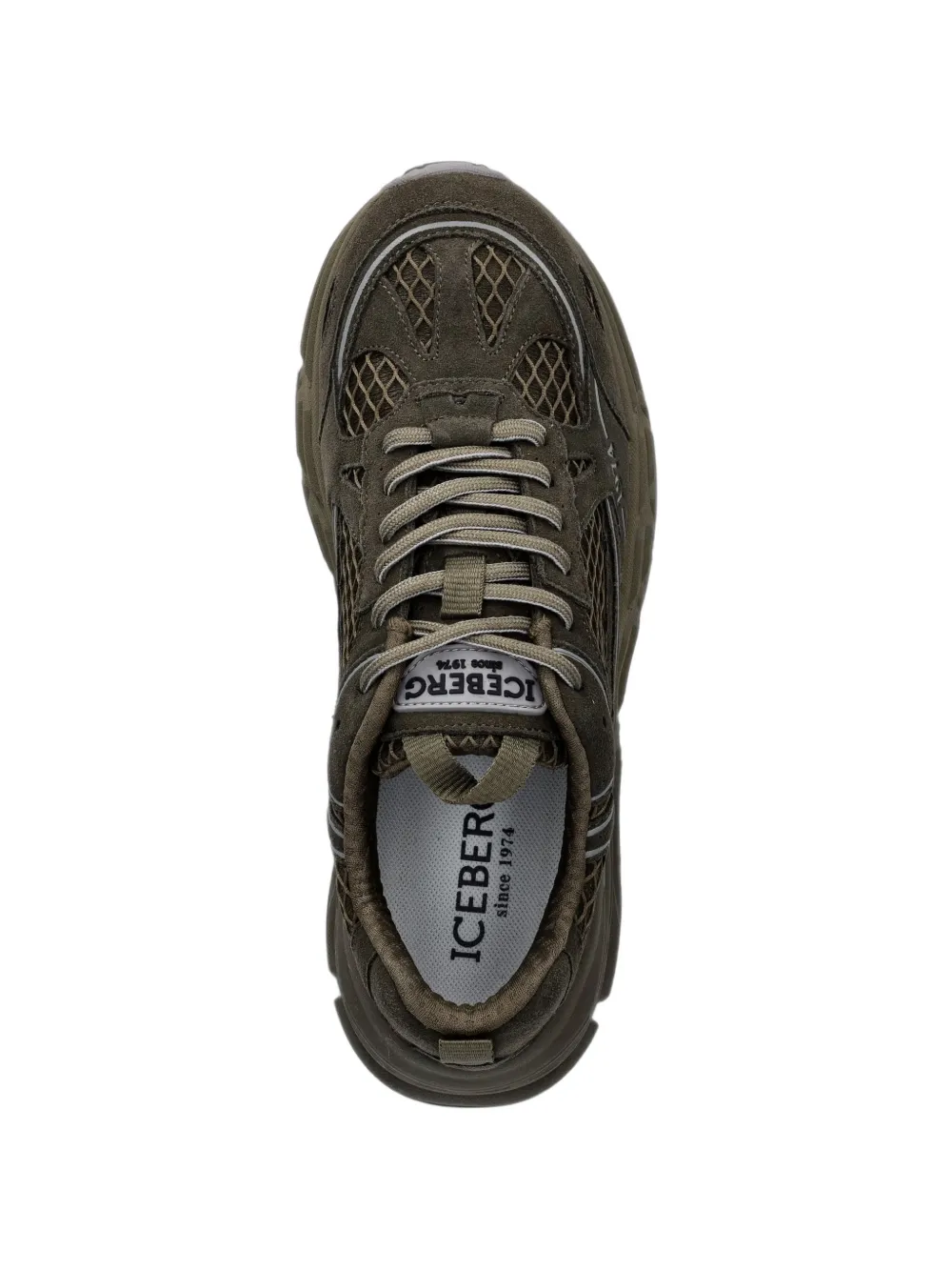 Iceberg ICB-One mesh-panelled logo-print sneakers Groen