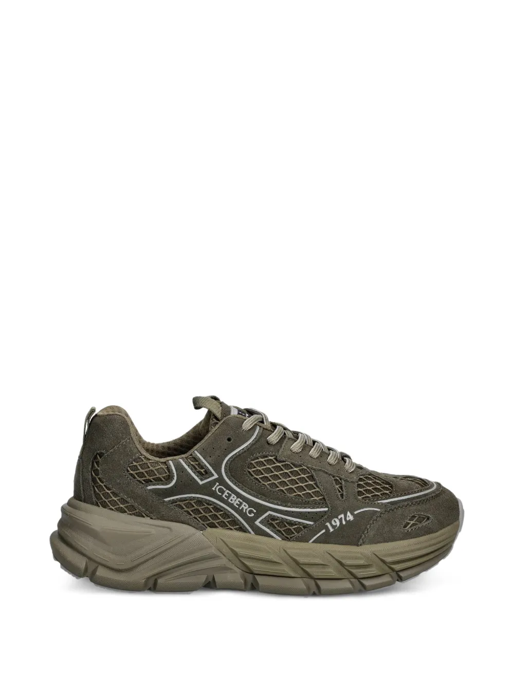 Iceberg ICB-One mesh-panelled logo-print sneakers - Verde