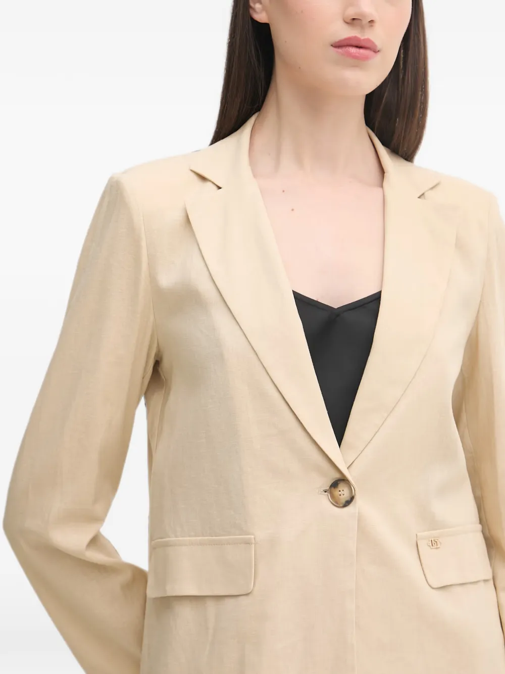 Gaudi Blazer met enkele rij knopen en gekerfde revers Beige