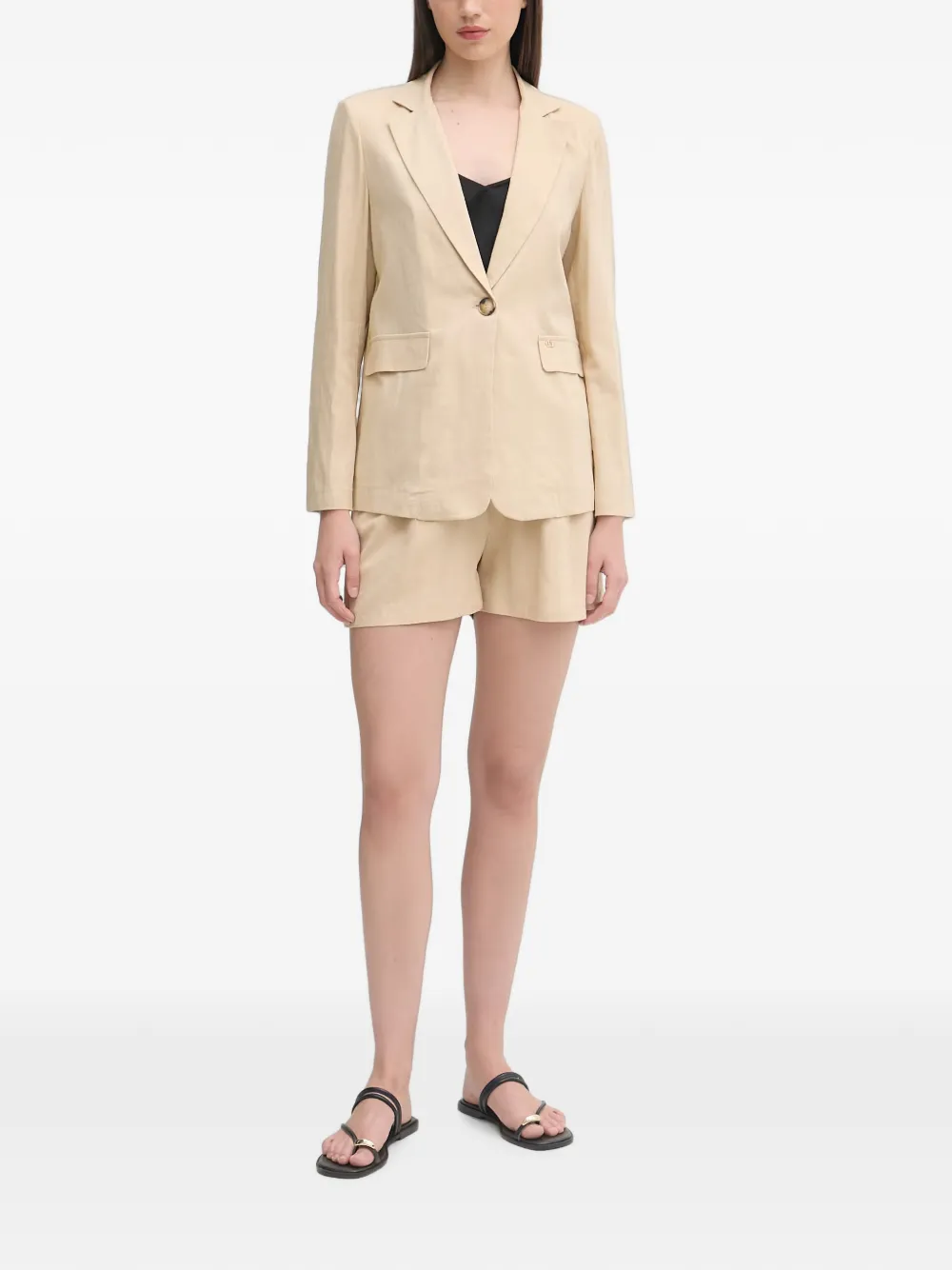 Gaudi Blazer met enkele rij knopen en gekerfde revers Beige