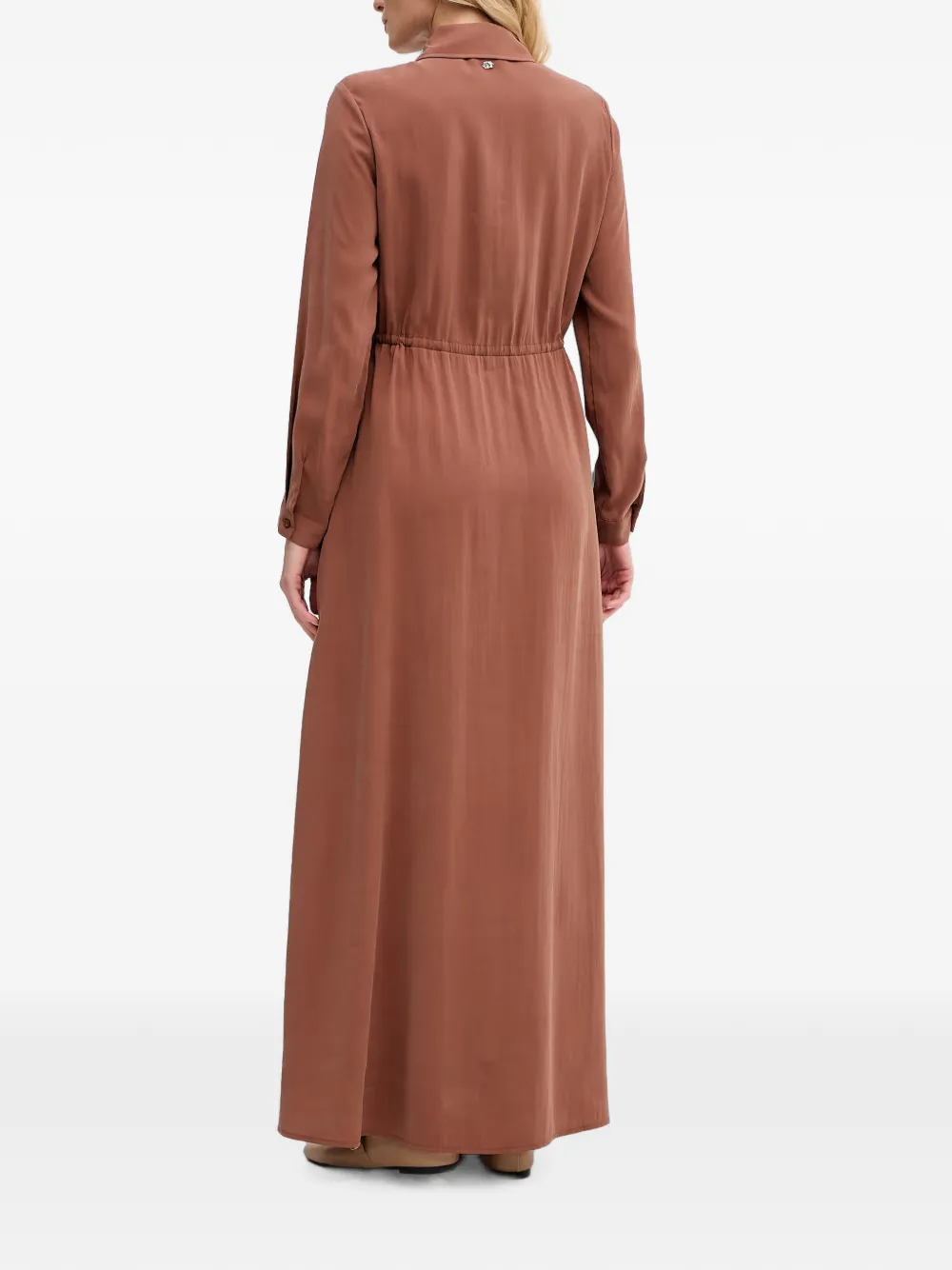 Gaudi Maxi-jurk met trekkoordtaille en lange mouwen Bruin
