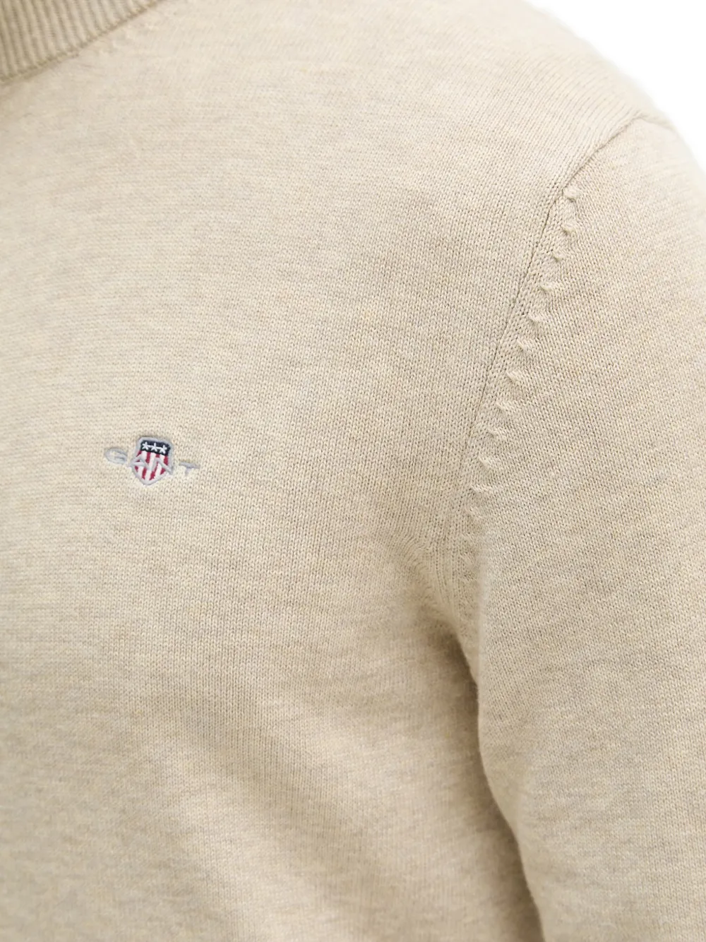 Gant Trui met geborduurd logo en rits Beige