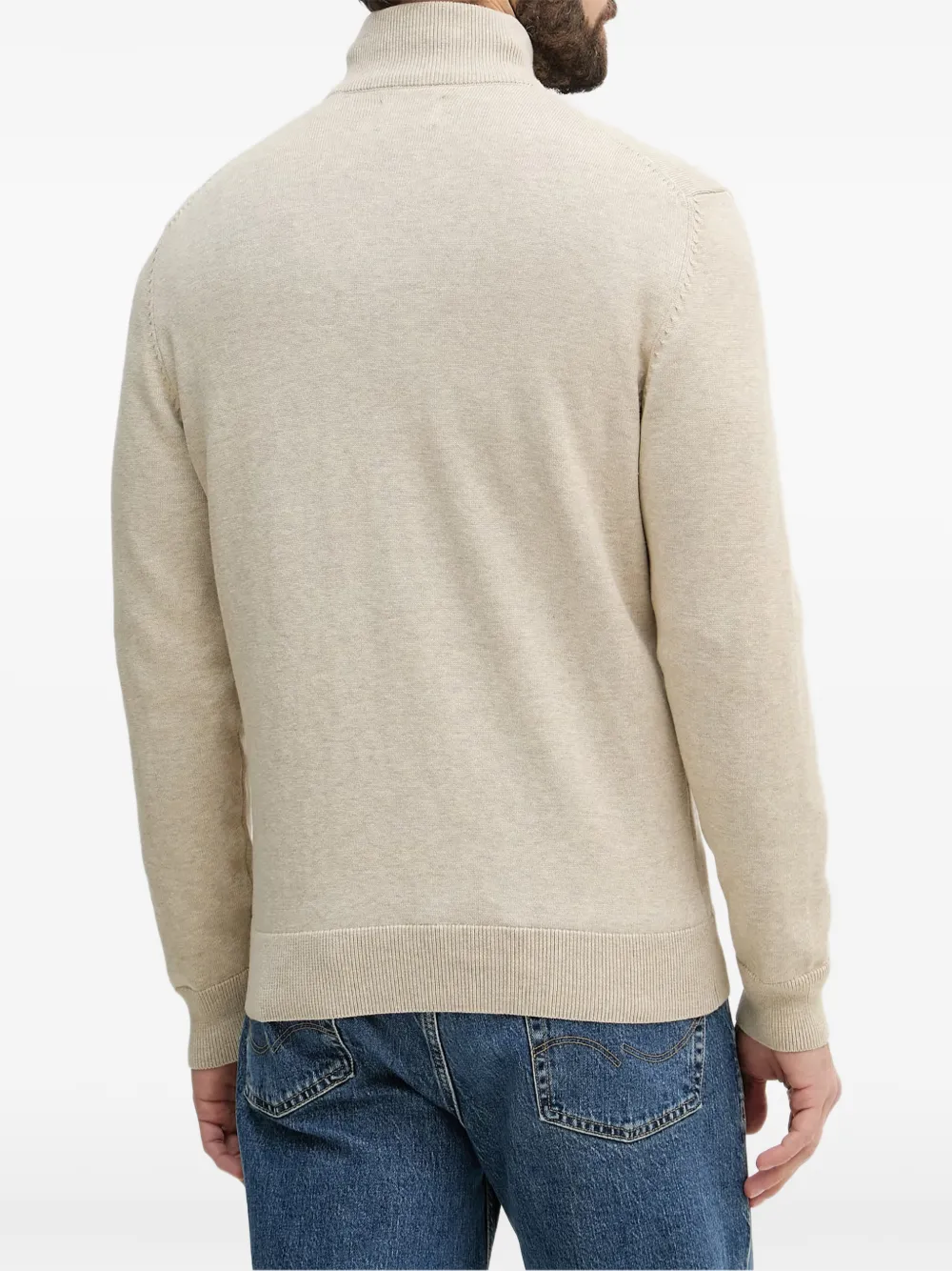 Gant Trui met geborduurd logo en rits Beige