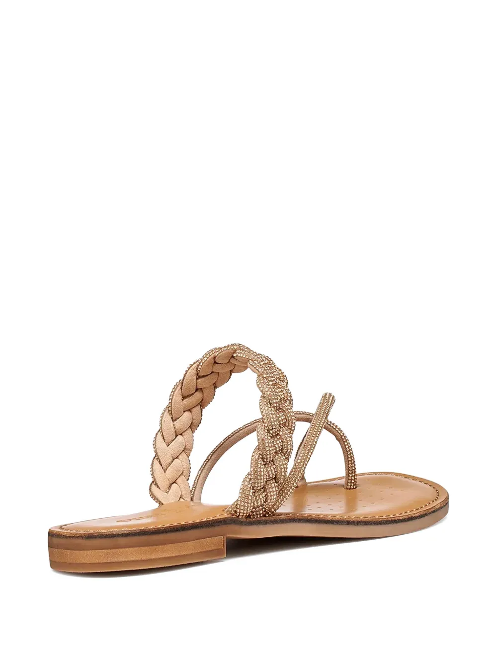 Geox Maddalusia C crystal-embellished braided sandals Beige