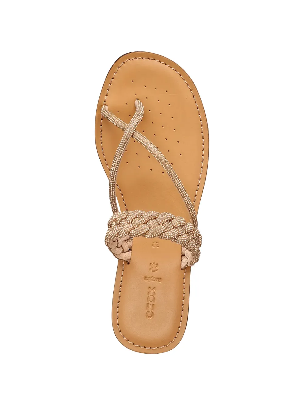 Geox Maddalusia C crystal-embellished braided sandals Beige