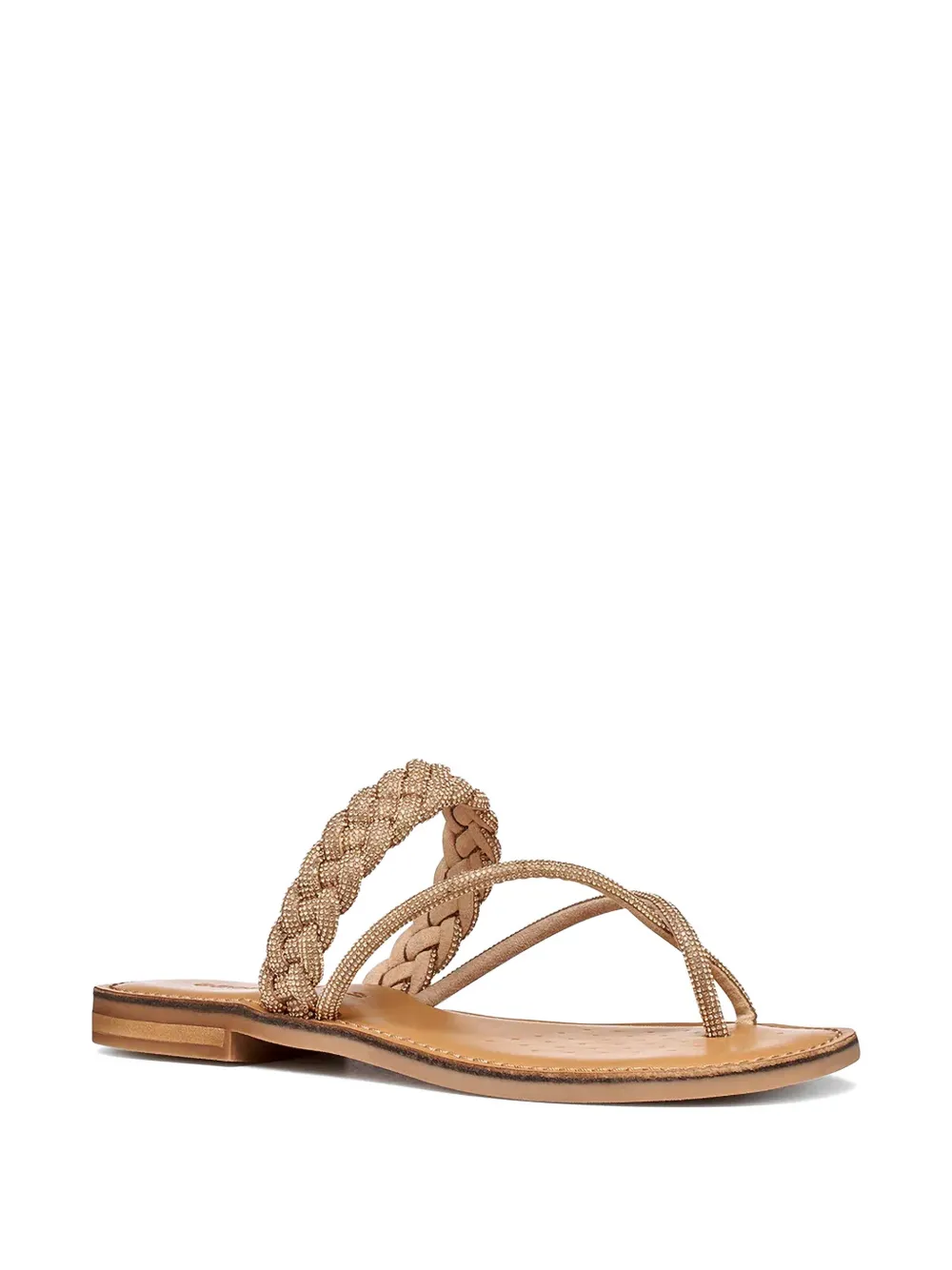 Geox Maddalusia C crystal-embellished braided sandals Beige