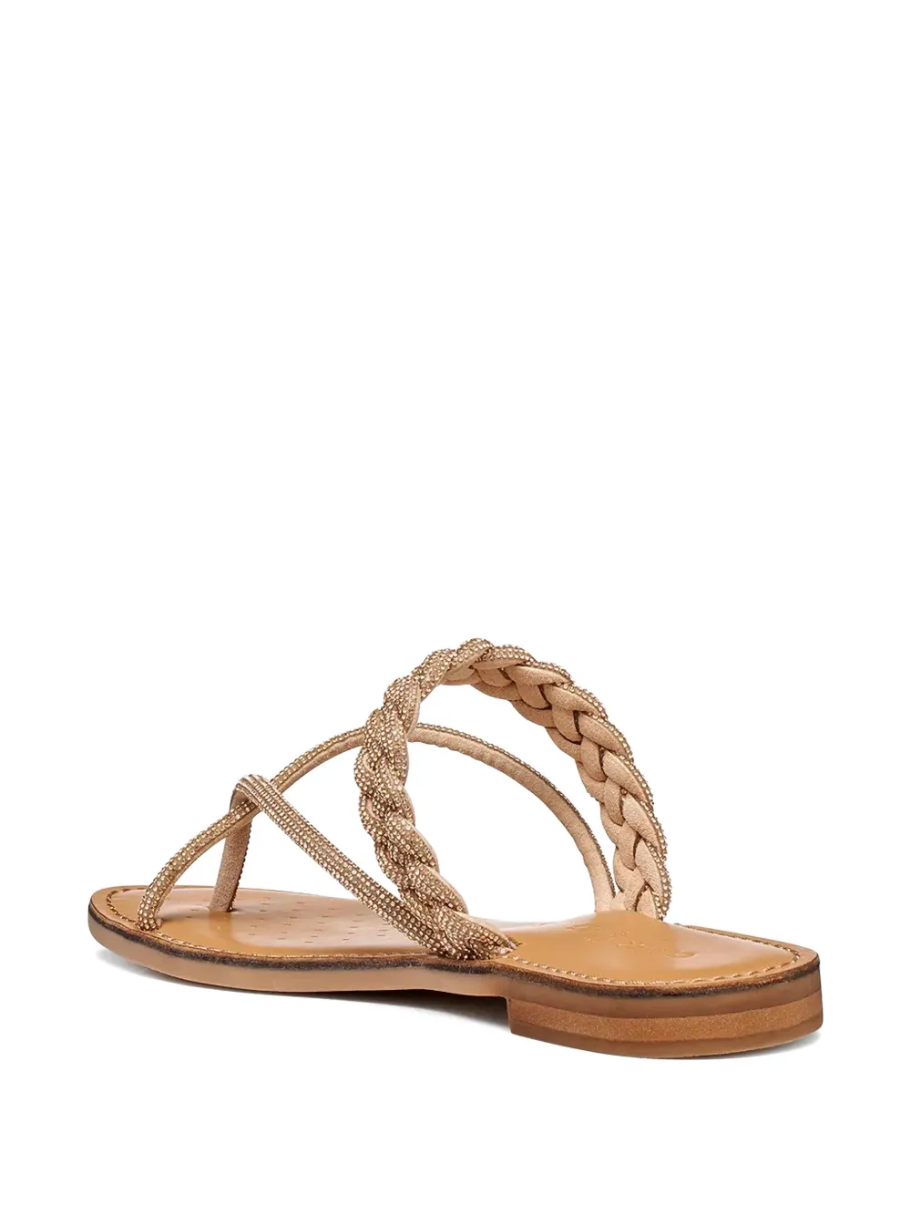 Geox Maddalusia C crystal-embellished braided sandals Beige