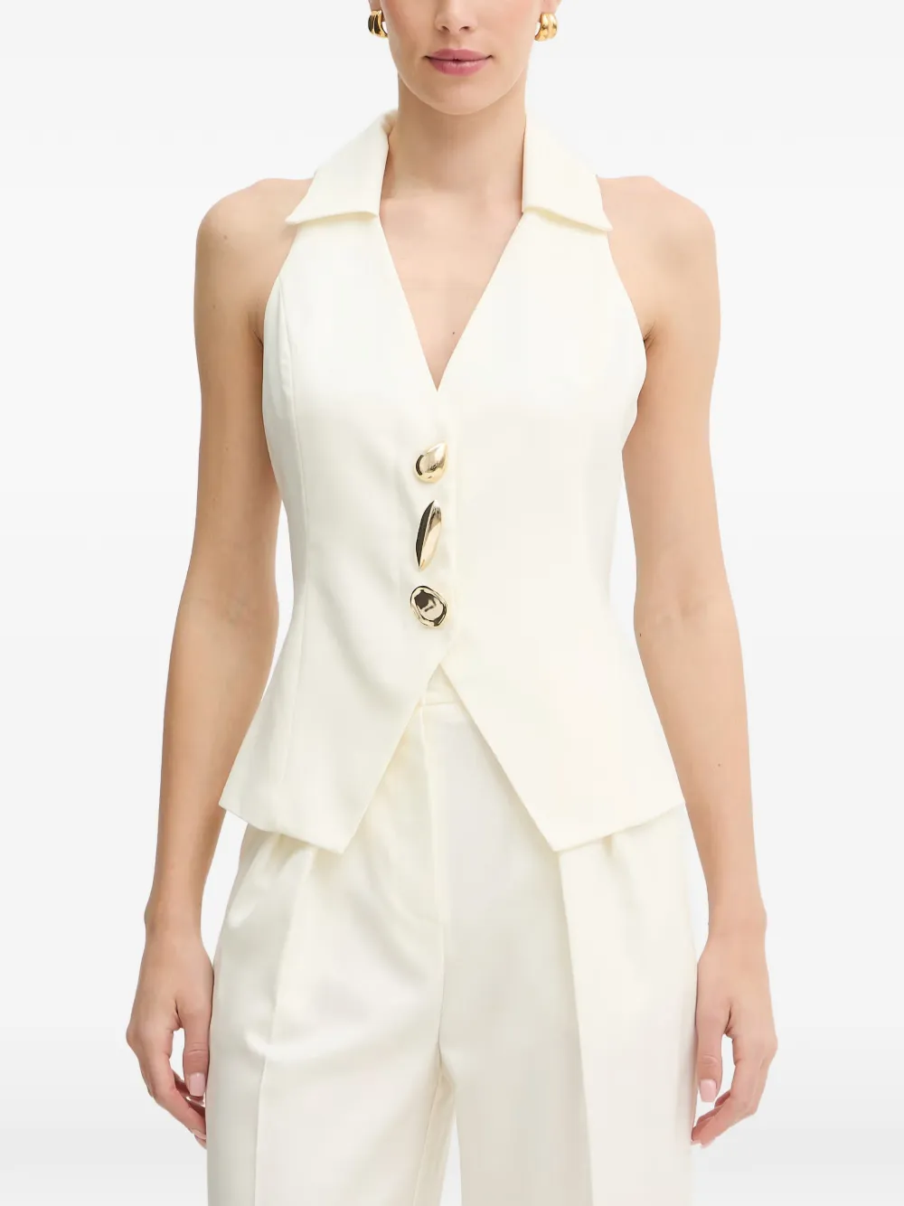 SIMONA CORSELLINI sculptural-button waistcoat - Neutrals