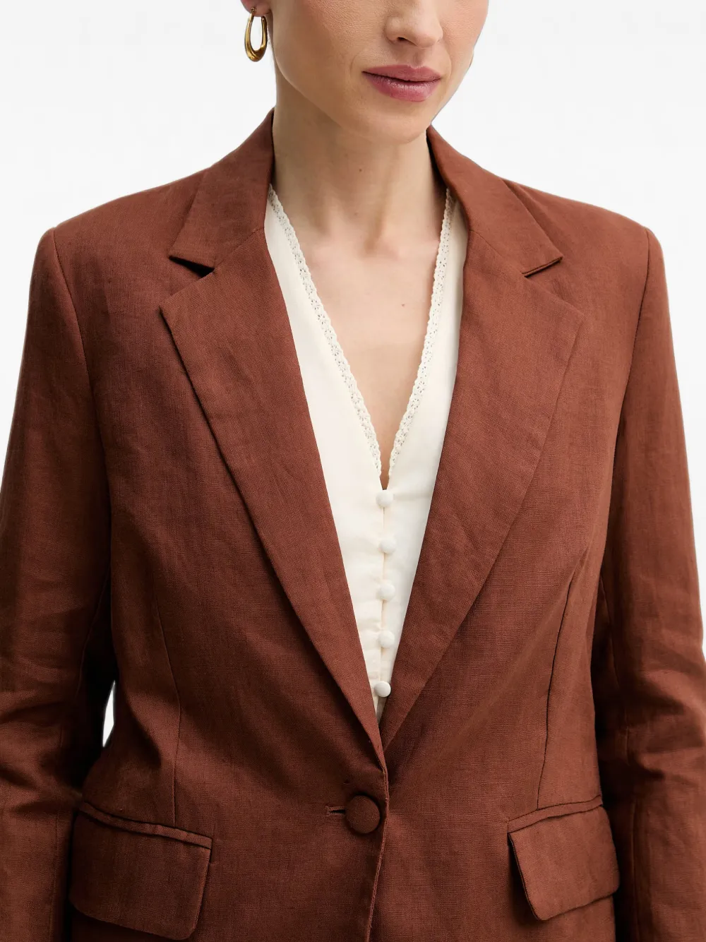 Silvian Heach Blazer met enkele rij knopen en gekerfde revers Beige