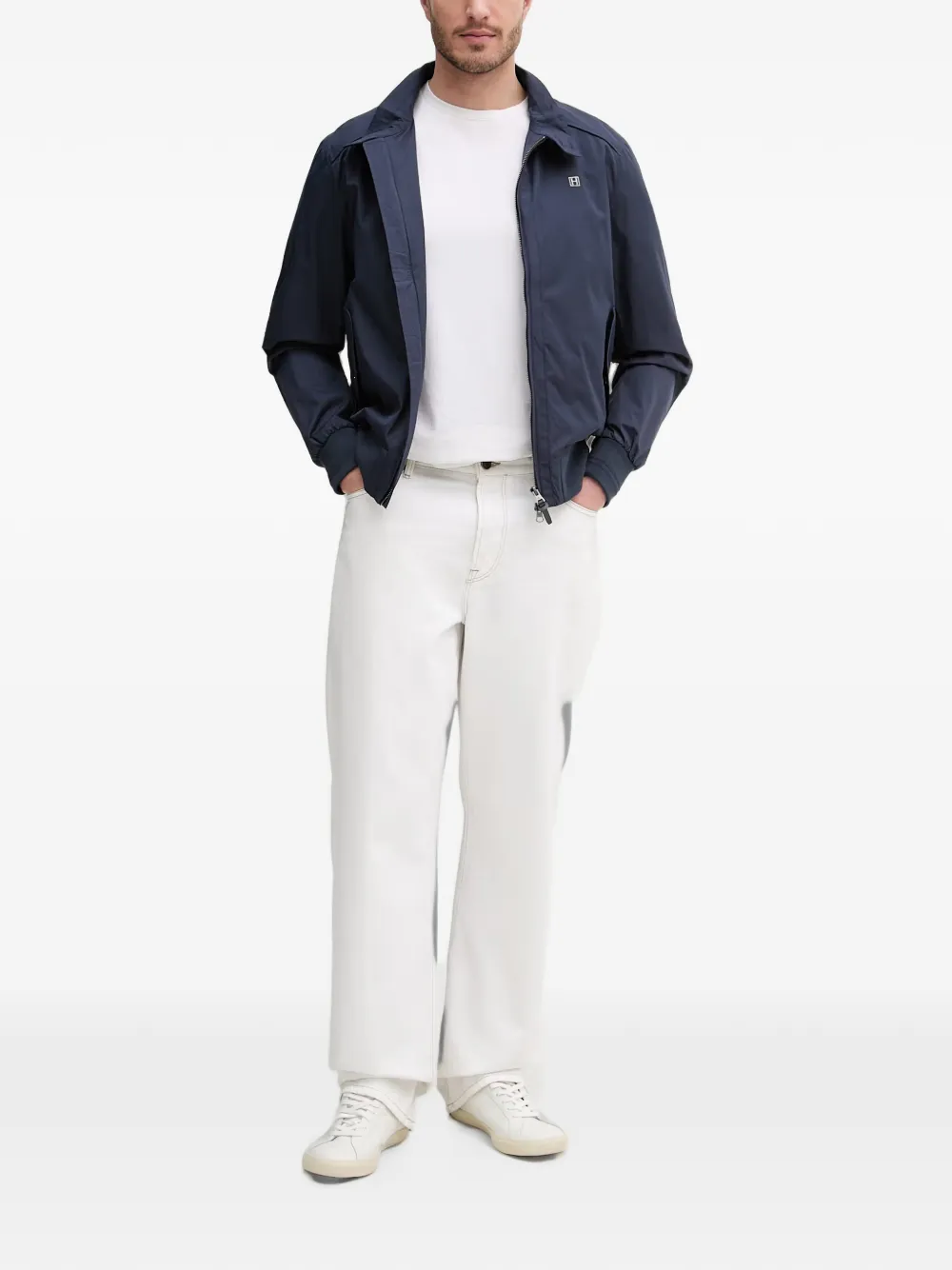 Hackett London Jack met geborduurd logo en rits Blauw