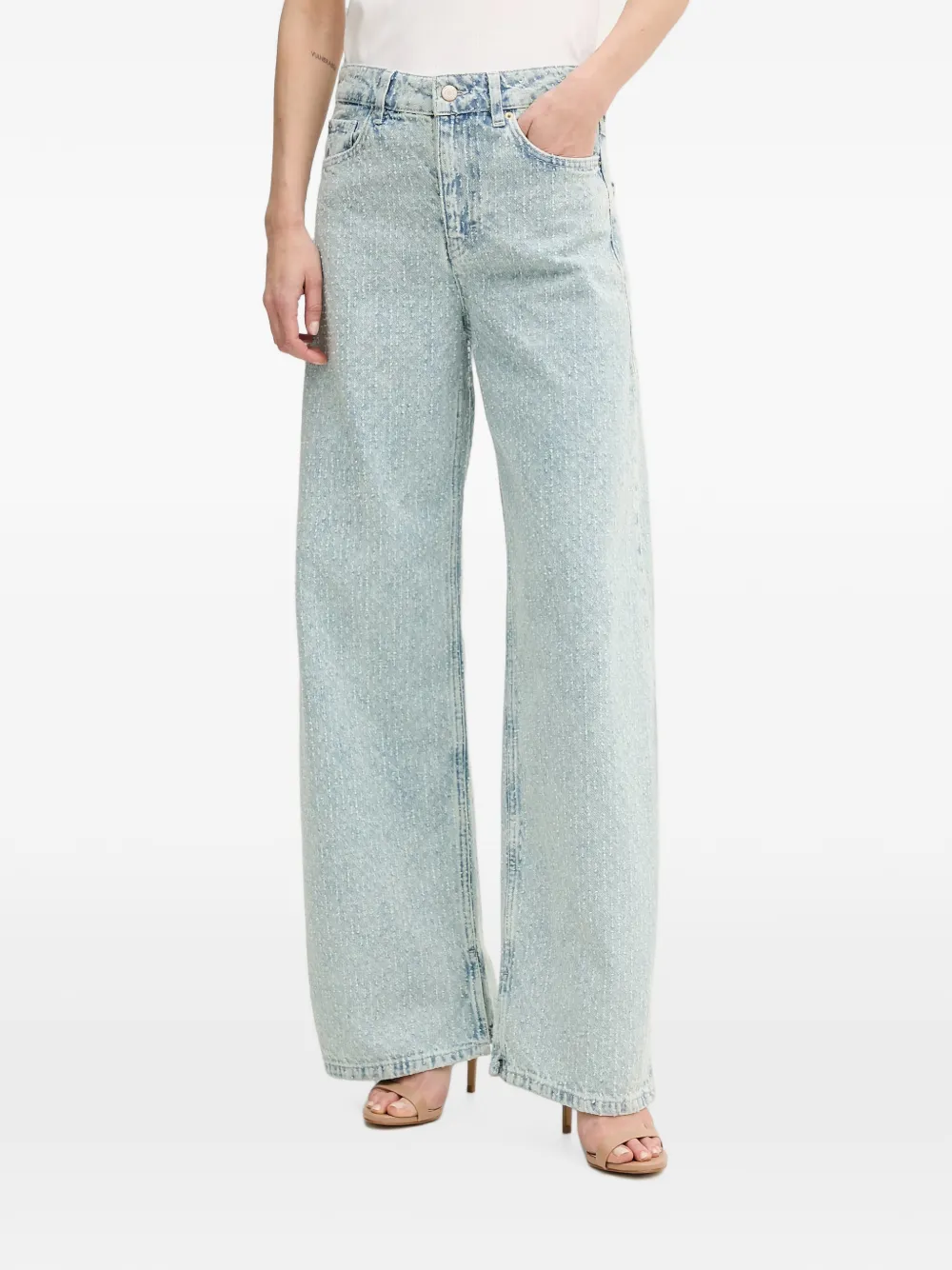 Sisley distressed wide-leg jeans - Blau