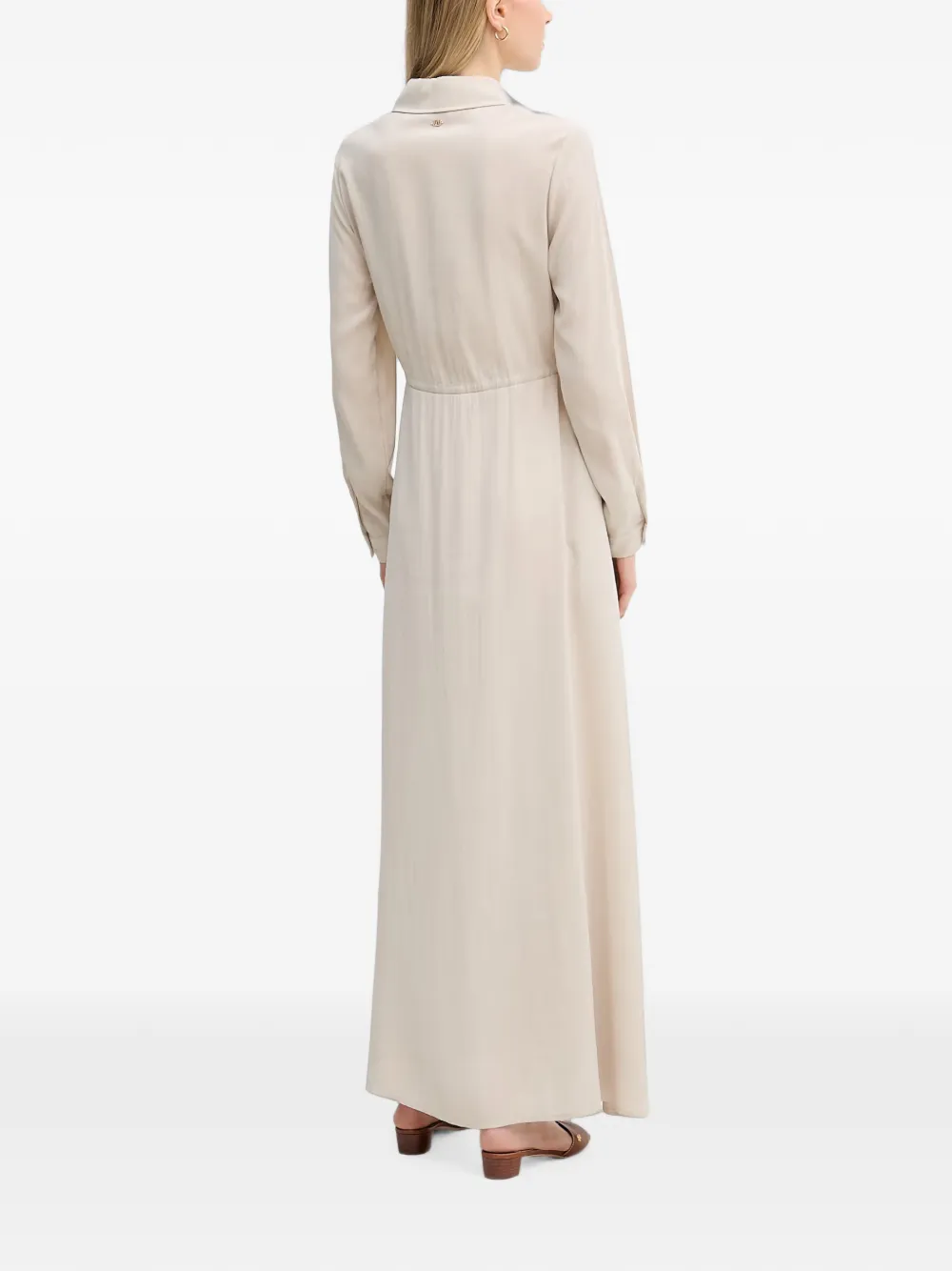 Gaudi Button-up maxi-dress met trekkoordtaille Beige