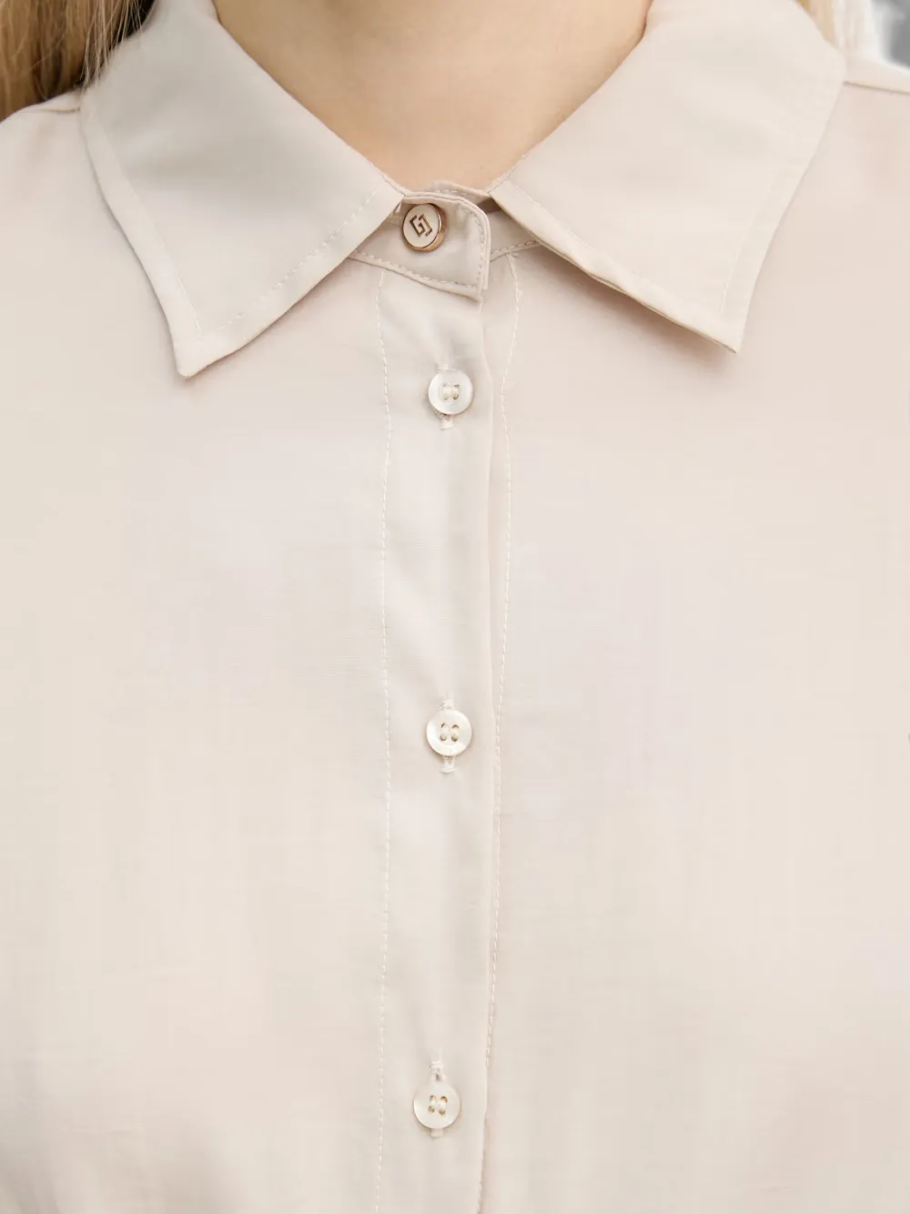 Gaudi Button-up maxi-dress met trekkoordtaille Beige