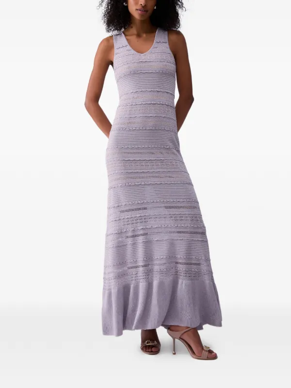 purple knit maxi dress Lilac Viscose Knit Maxi Dress self-portrait-US