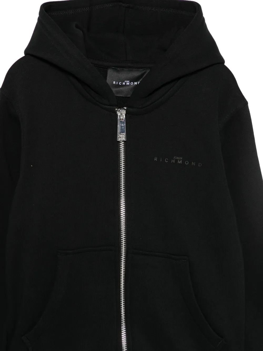 John Richmond Junior Sweater met ritssluiting en capuchon Zwart