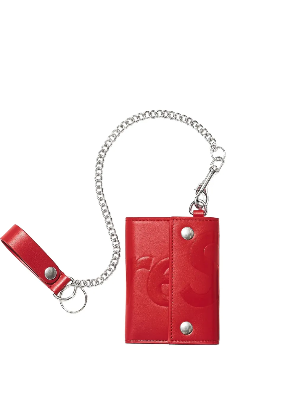 Supreme embossed-logo leather chain wallet - Rosso