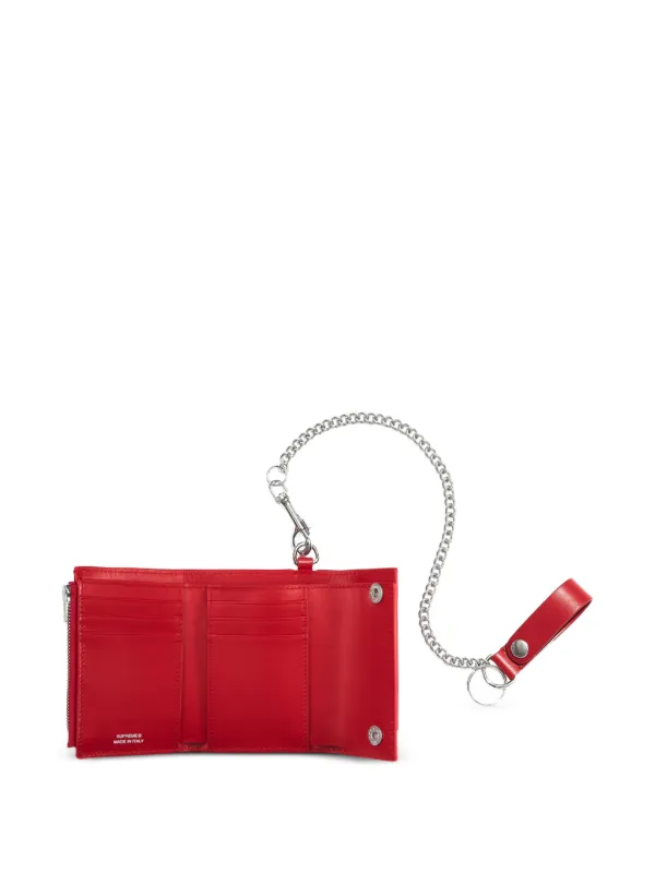 Supreme embossed-logo Leather Chain Wallet | Red | FARFETCH CA