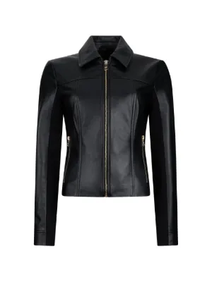 Y2K PATRIZIA PEPE leather jacket L ekam系 Patrizia Pepe Faux leather biker jacket - Black|8L0388A1DZK103