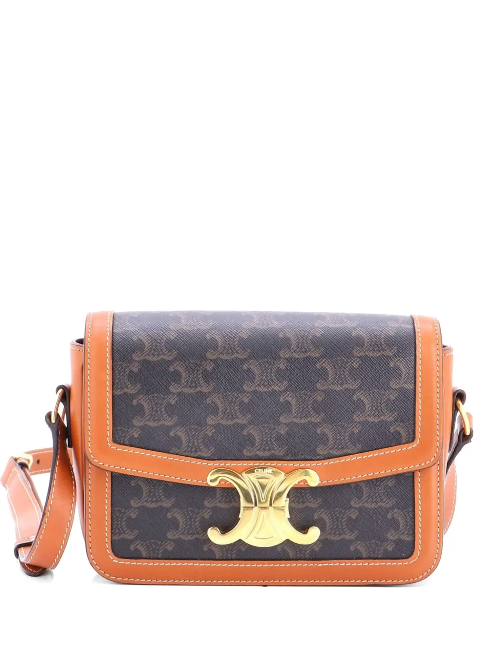 Celine Pre-Owned Triomphe Triomphe Coated Canvas Teen shoulder bag - Marrone