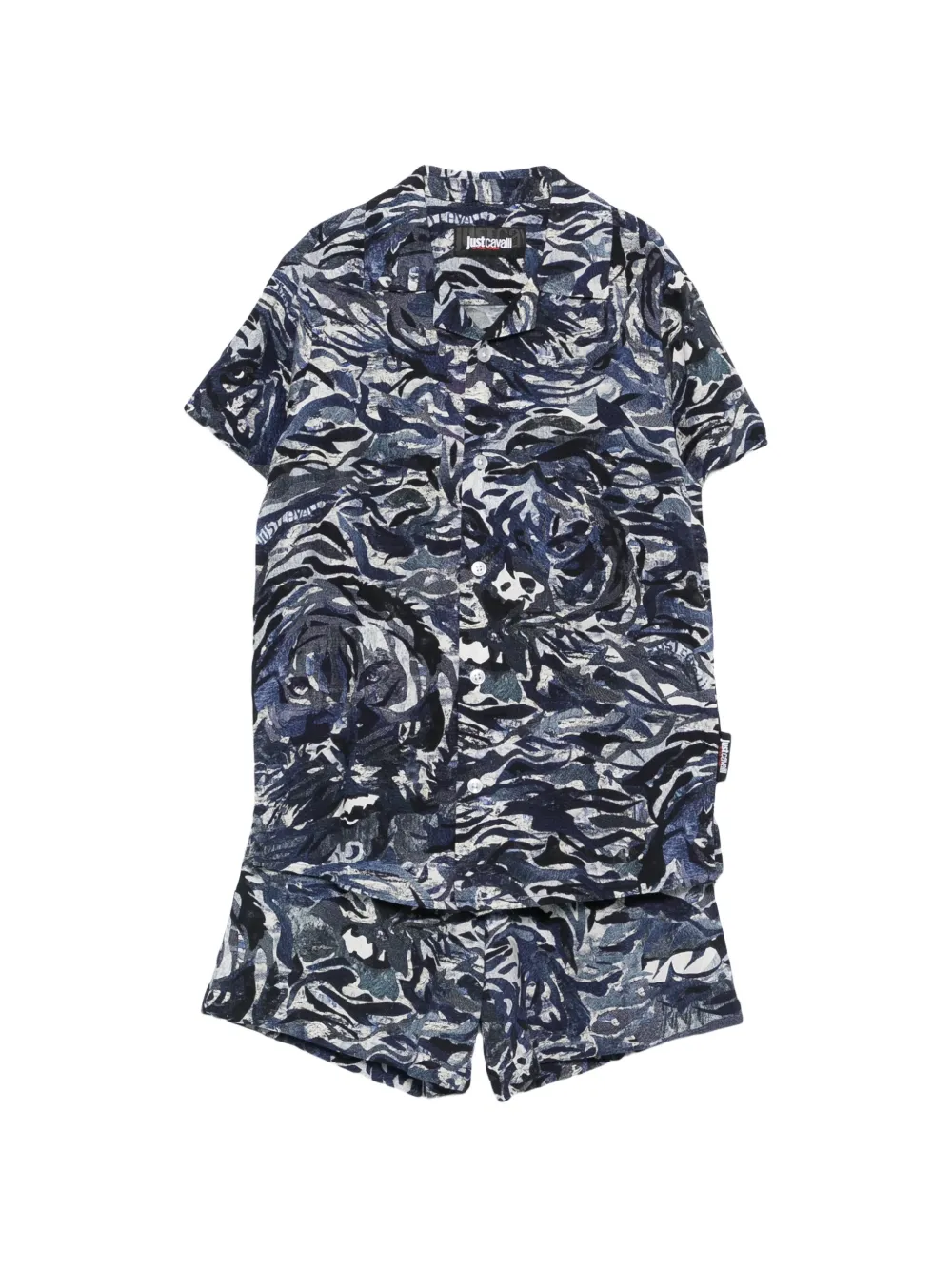 Just Cavalli tiger-print shirt and shorts set - Blu