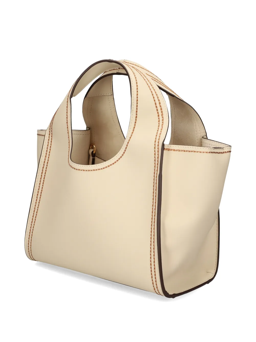 Love Moschino Shopper met stiksel en logoplakkaat Beige