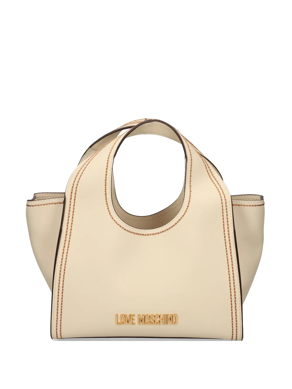 Love Moschino logo-plaque stitched tote bag - Toni neutri