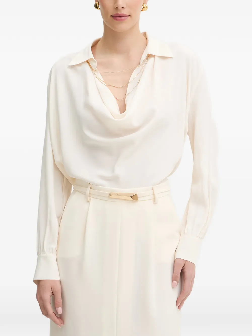 SIMONA CORSELLINI chain-embellished draped blouse - Toni neutri
