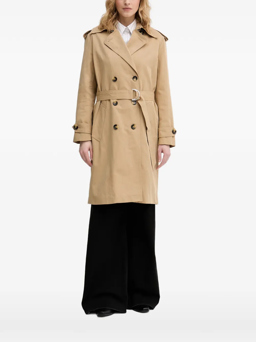 Sisley double-breasted belted trench coat - Toni neutri