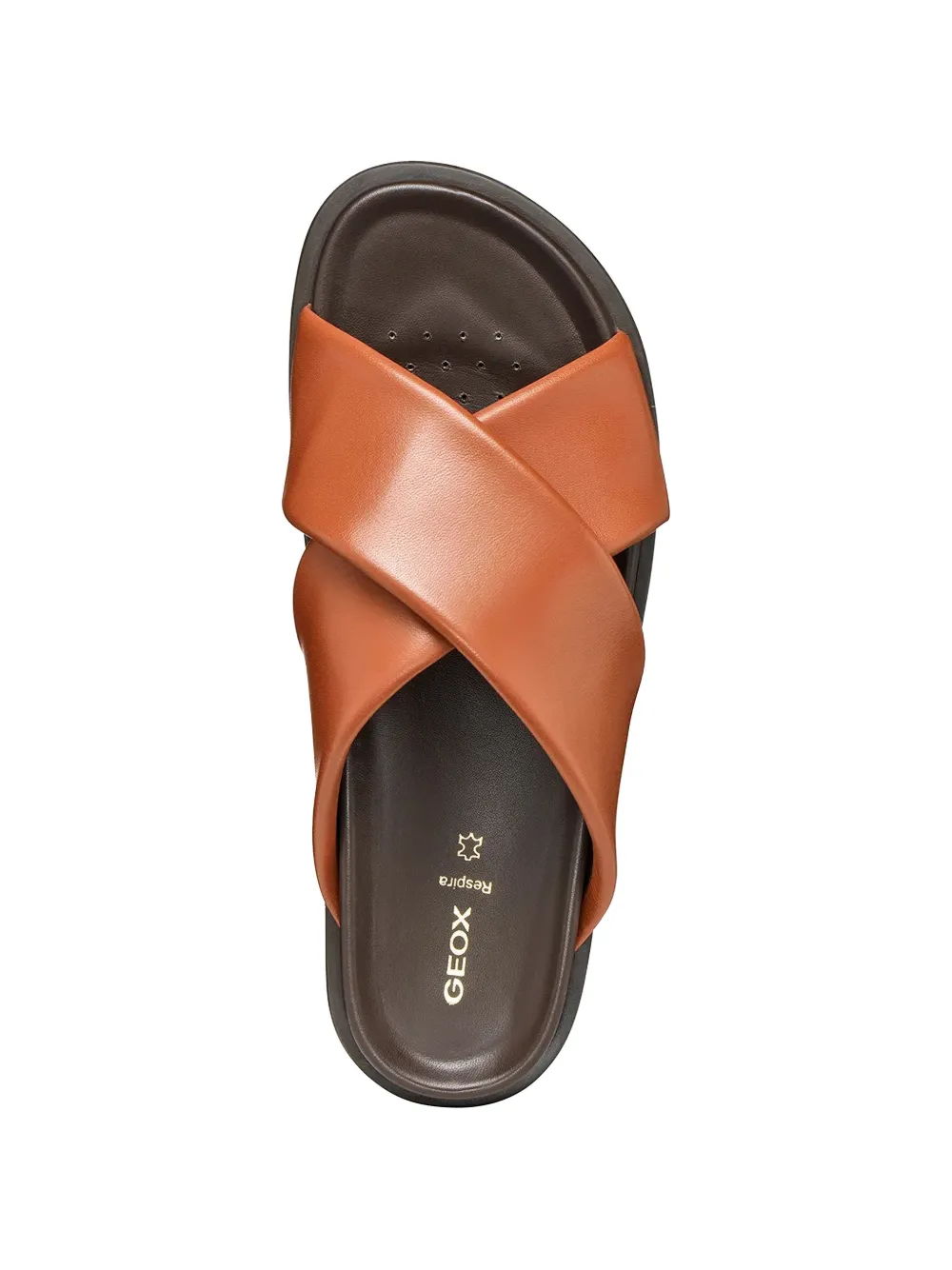 Geox Adelash cross-strap leather slides Bruin