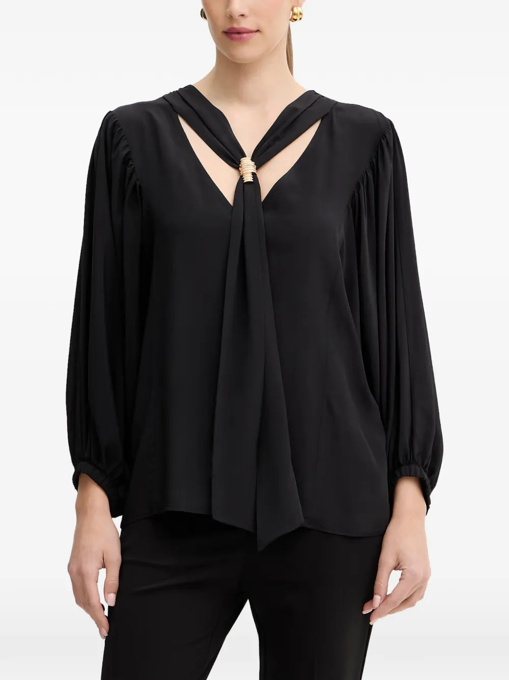 SIMONA CORSELLINI gathered-sleeve blouse - Nero