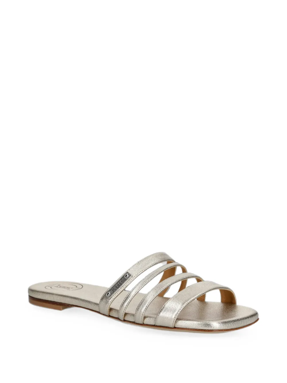 Iceberg multi-strap metallic flat sandals Zilver