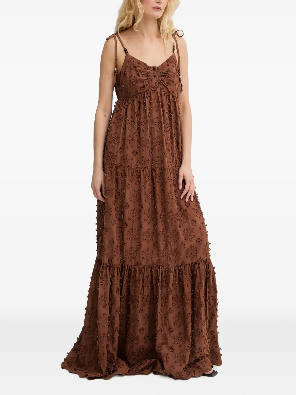 Silvian Heach Broderie anglaise jurk Beige