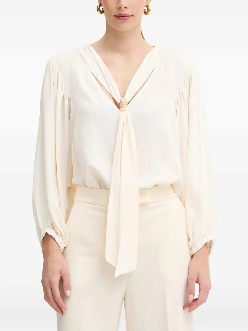 SIMONA CORSELLINI tie-neck blouse - Toni neutri