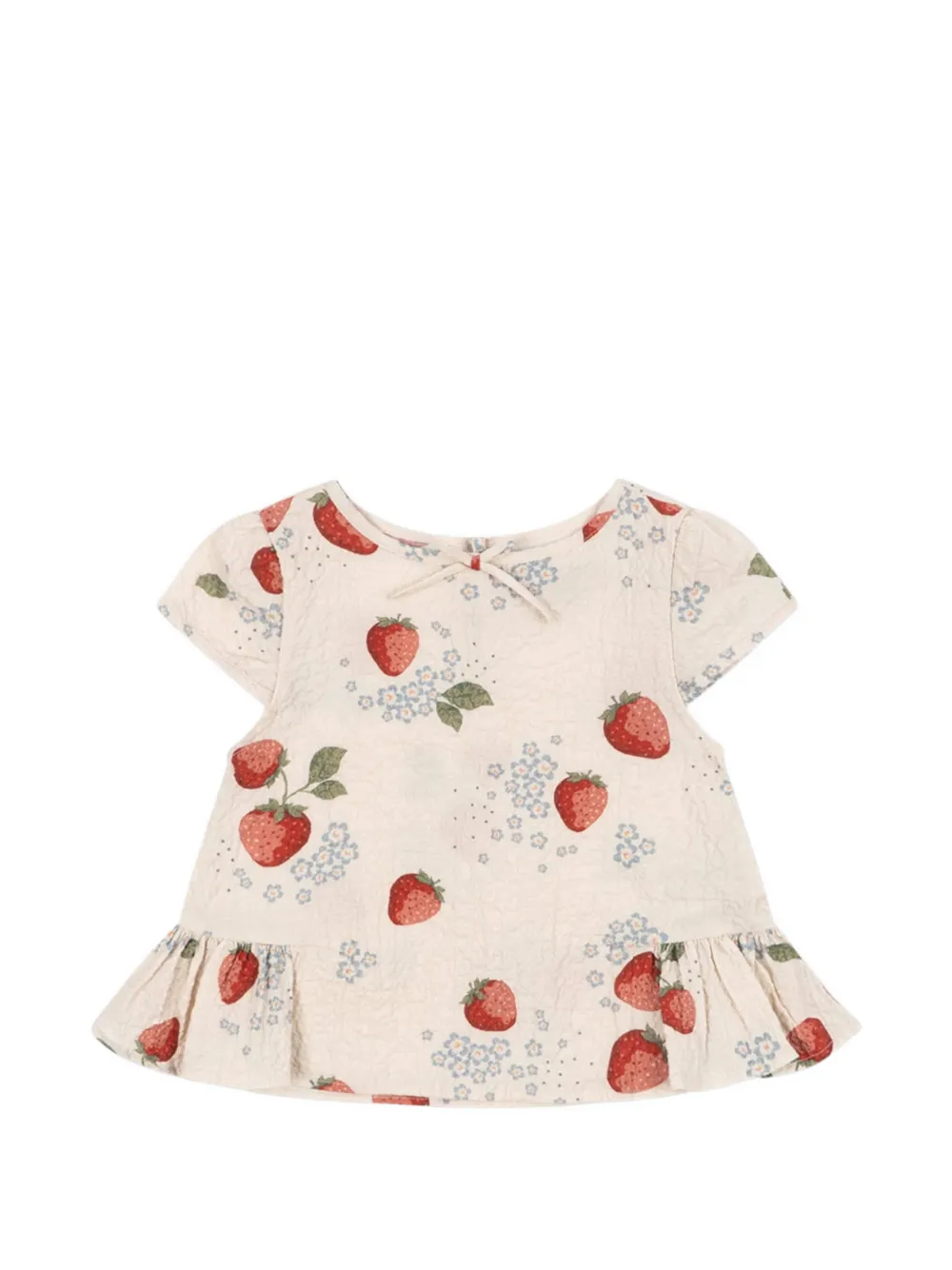 Konges Sløjd Ava strawberry-print ruffled top - Toni neutri