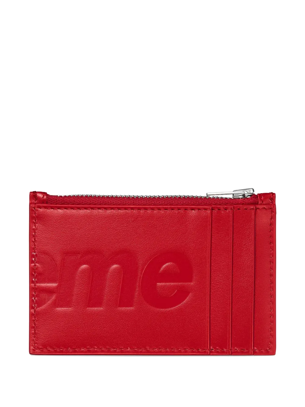 Supreme embossed-logo leather card holder - Rosso