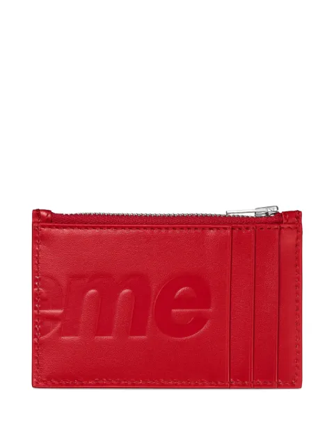 Supreme embossed-logo leather card holder