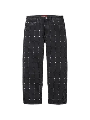 Supreme logo-jacquard double-knee Jeans | Blue | FARFETCH
