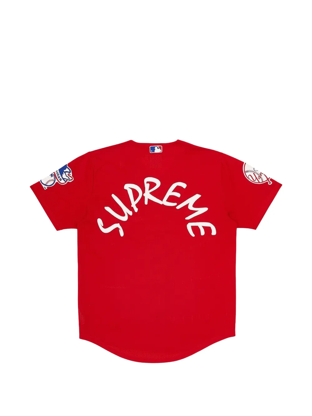 Supreme New York Yankees logo-patch Baseball Jersey | Red | FARFETCH