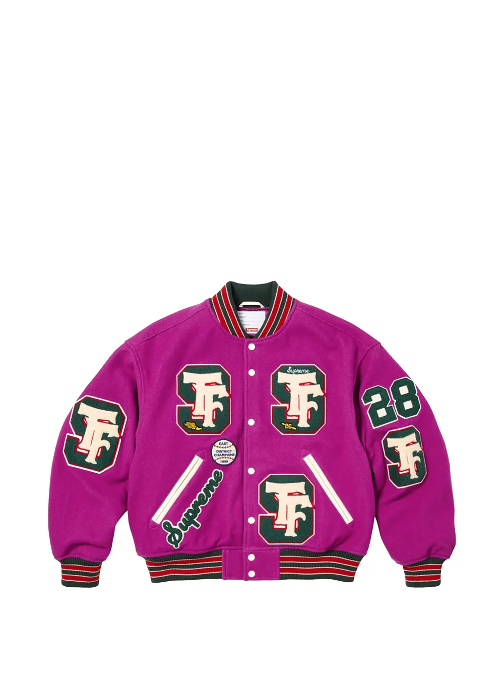 Supreme Drill team patch-detail varsity jacket - Rosa