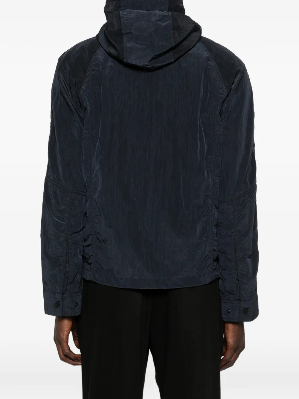 Emporio Armani Jack met capuchon en gekreukte textuur Blauw