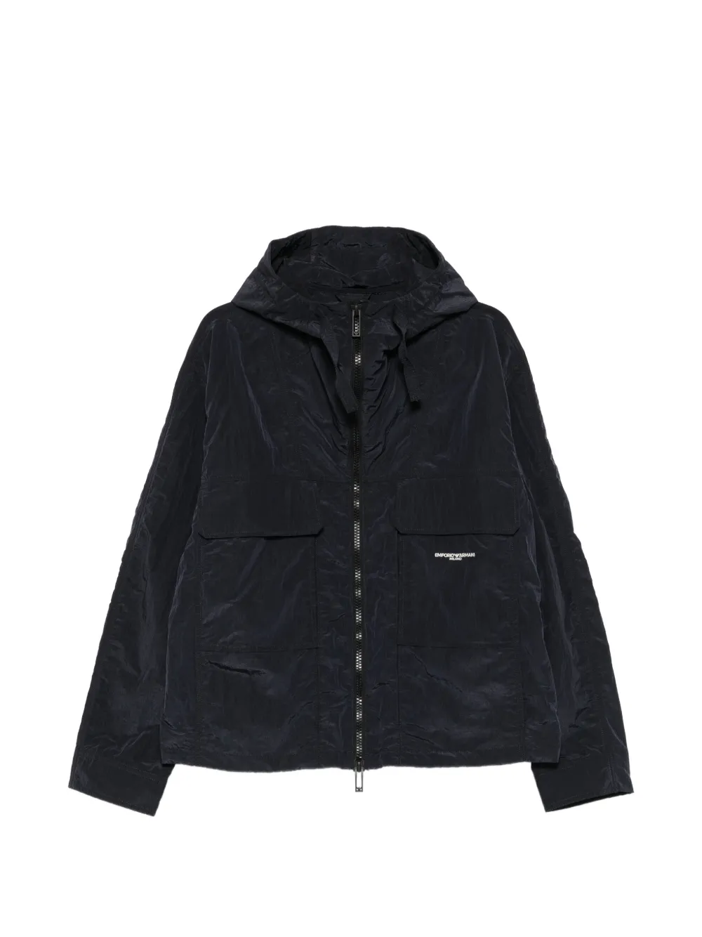 Emporio Armani hooded crinkled-texture jacket - Blau