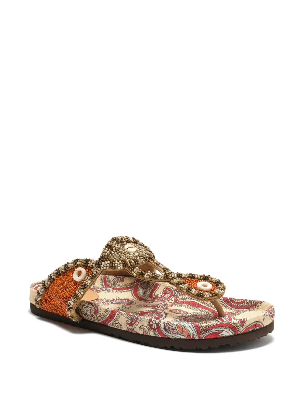 MALIPARMI Sandalen met paisley-print en kralen Beige