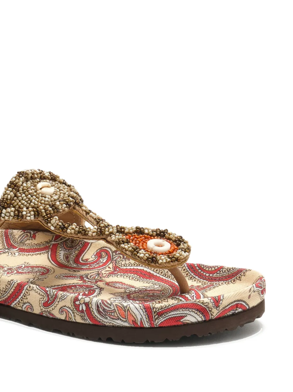MALIPARMI Sandalen met paisley-print en kralen Beige