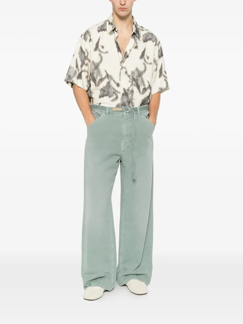Marni Broek met wijde pijpen Groen