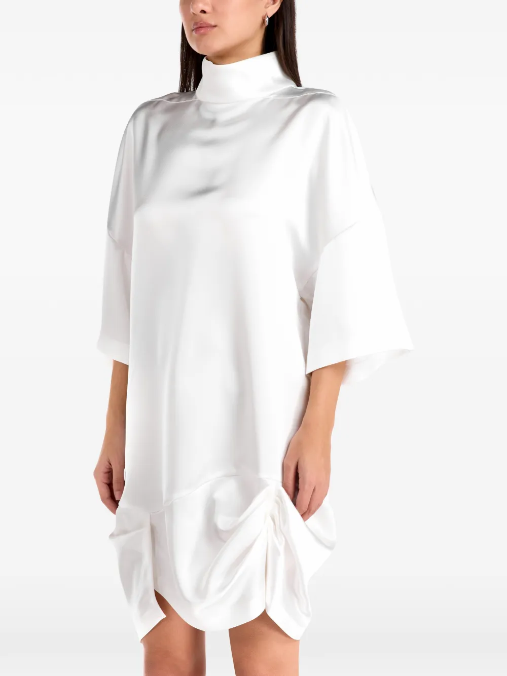 IRO Gedrapeerde mini-jurk met hoge hals Wit