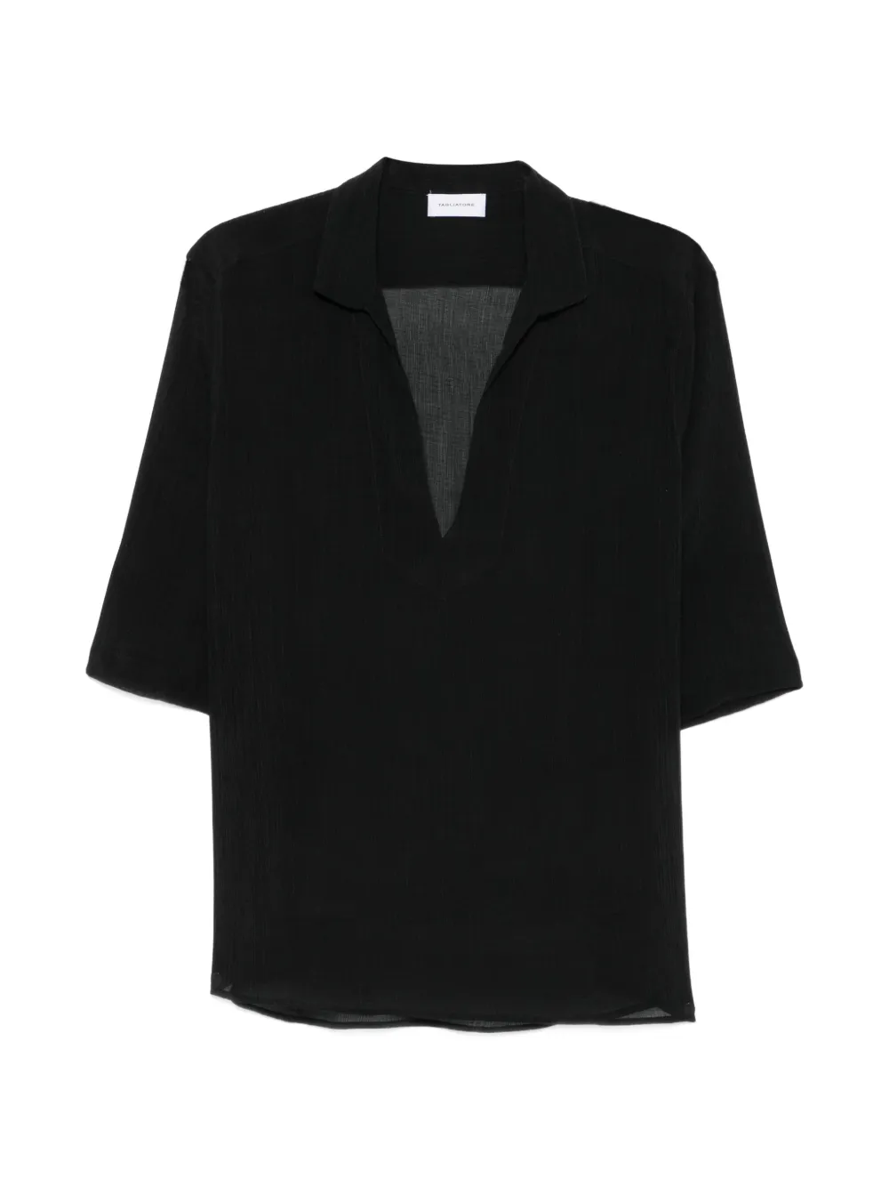 Tagliatore semi-sheer V-neck shirt - Black