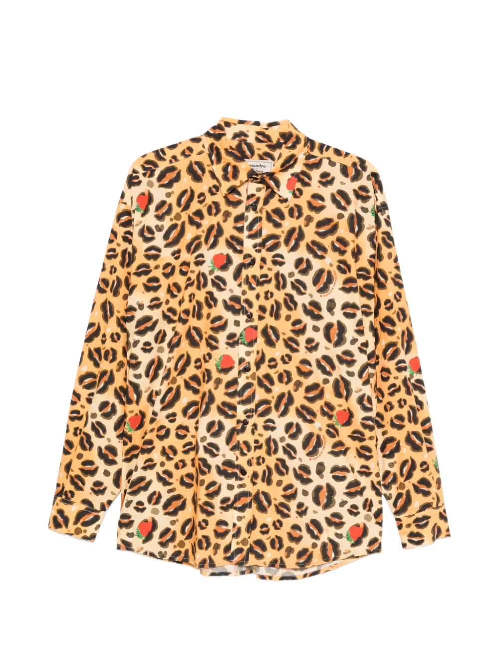 Alessandro Enriquez Leopard-print Strawberry-motif Shirt In Orange