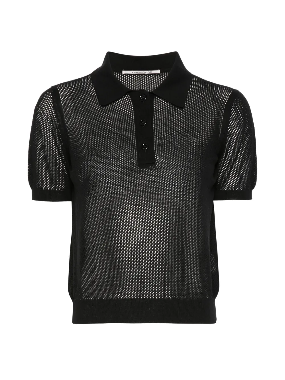 Tagliatore Fabrizia mesh-knit polo top - Nero