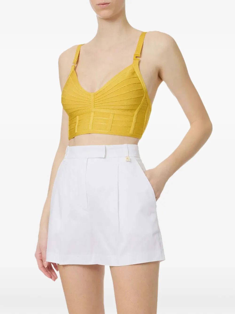 Elisabetta Franchi Top van 3D gebreide stof Geel